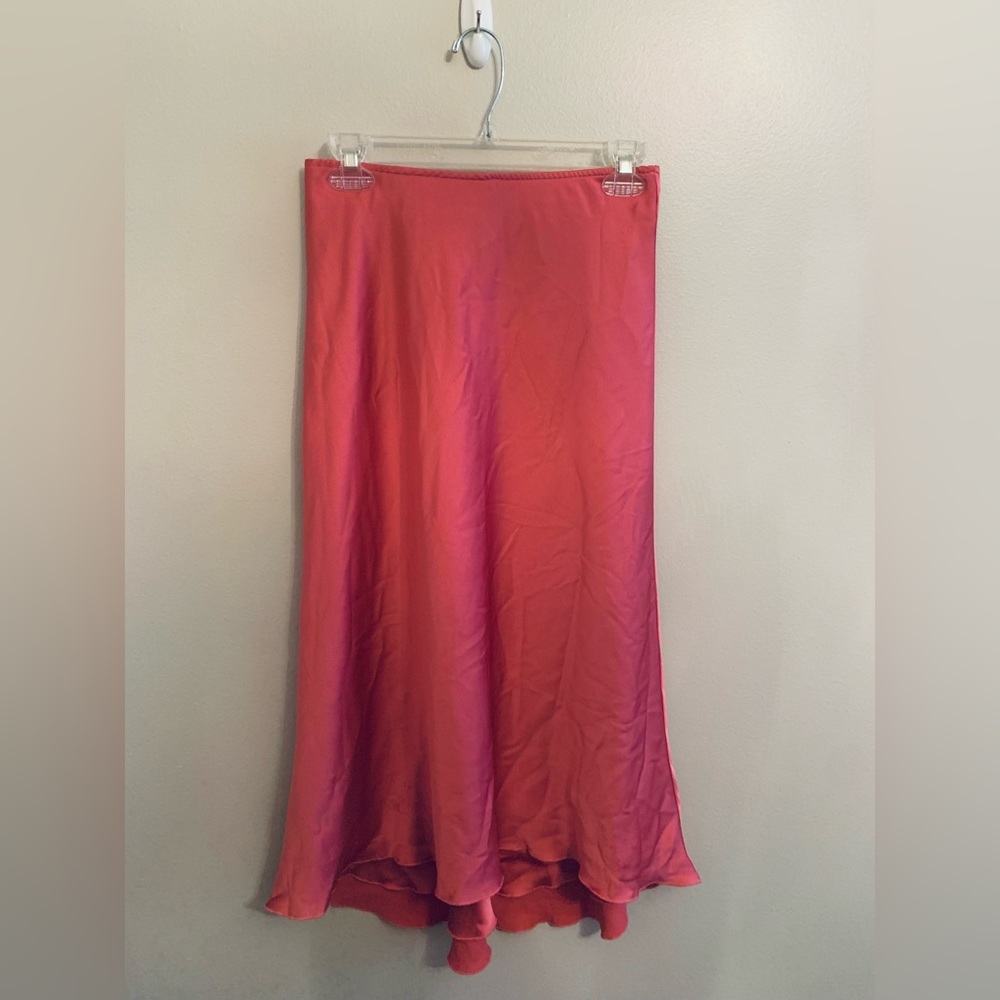 Abercrombie and Fitch Pink satin Midi Skirt